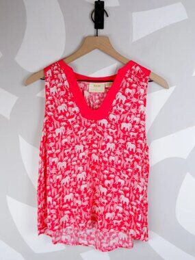 Maeve by Anthropologie Red Animal Pattern Blouse | 8